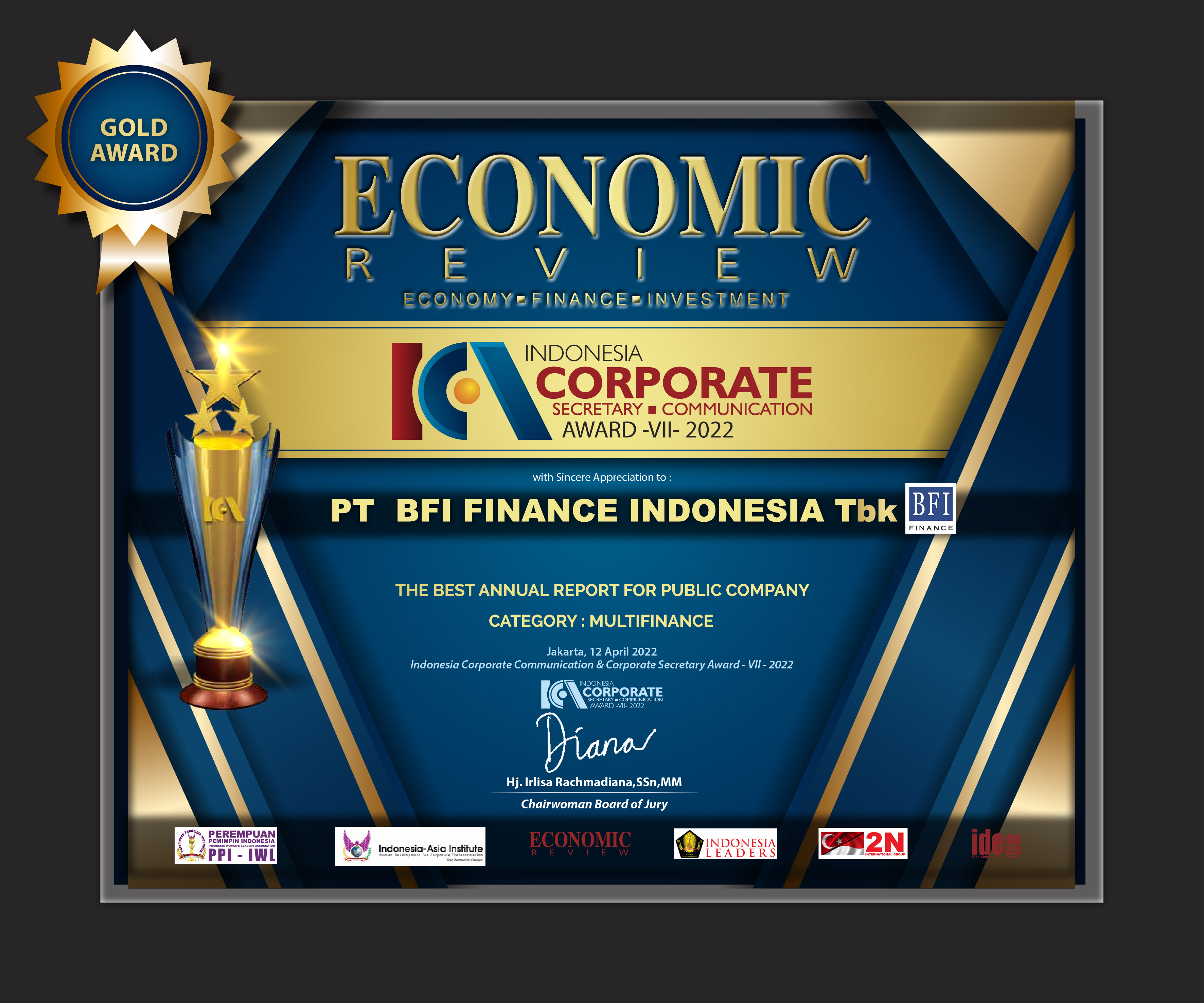 BFI Finance Raih Predikat ‘The Best Annual Report’ versi Economic Review