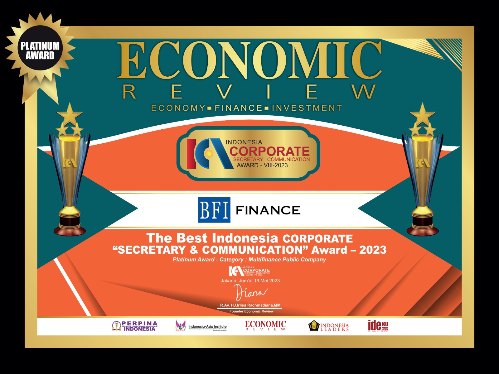 Chalking Up Solid Reputation,  BFI Finance Achieves Indonesia Corporate Secretary & Communication Award 2023